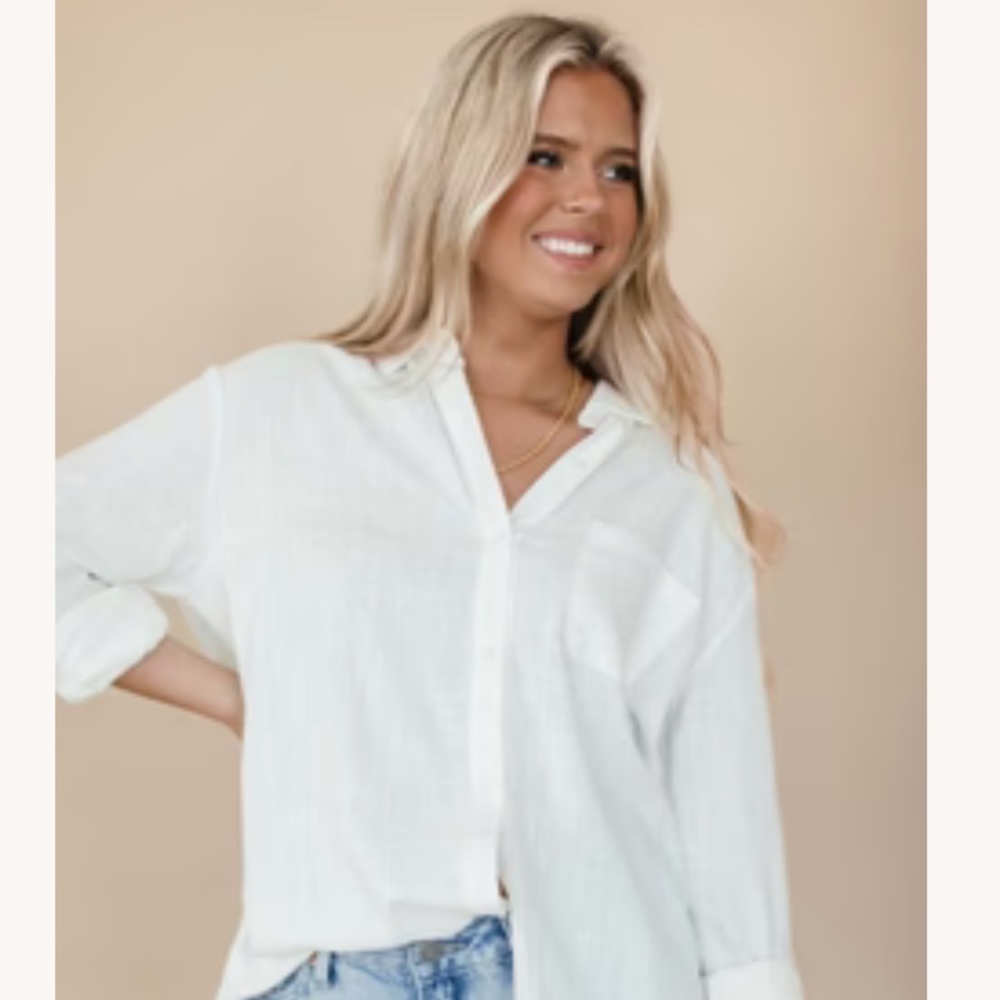 The Post “Jane” white collar button down shirt